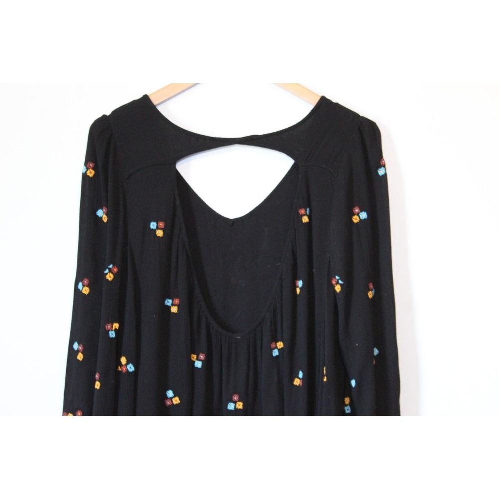 Free People Oxford Floral Embroidered Swing Dress Gauzy Cutout S Boho Festival - Picture 9 of 13